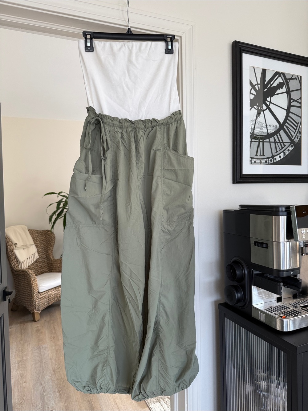 Anthropologie Olive Green Wide-Leg Drawstring Pants